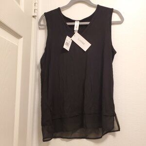 V-NECK KNITTED BLOUSE WITH CHIFFON TRIM